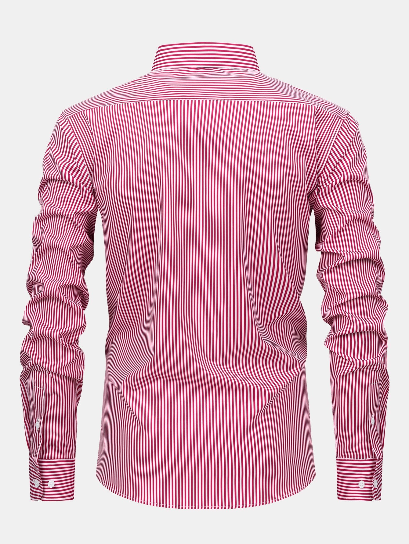 Long-sleeved striped button-down shirt & elastic waist pants