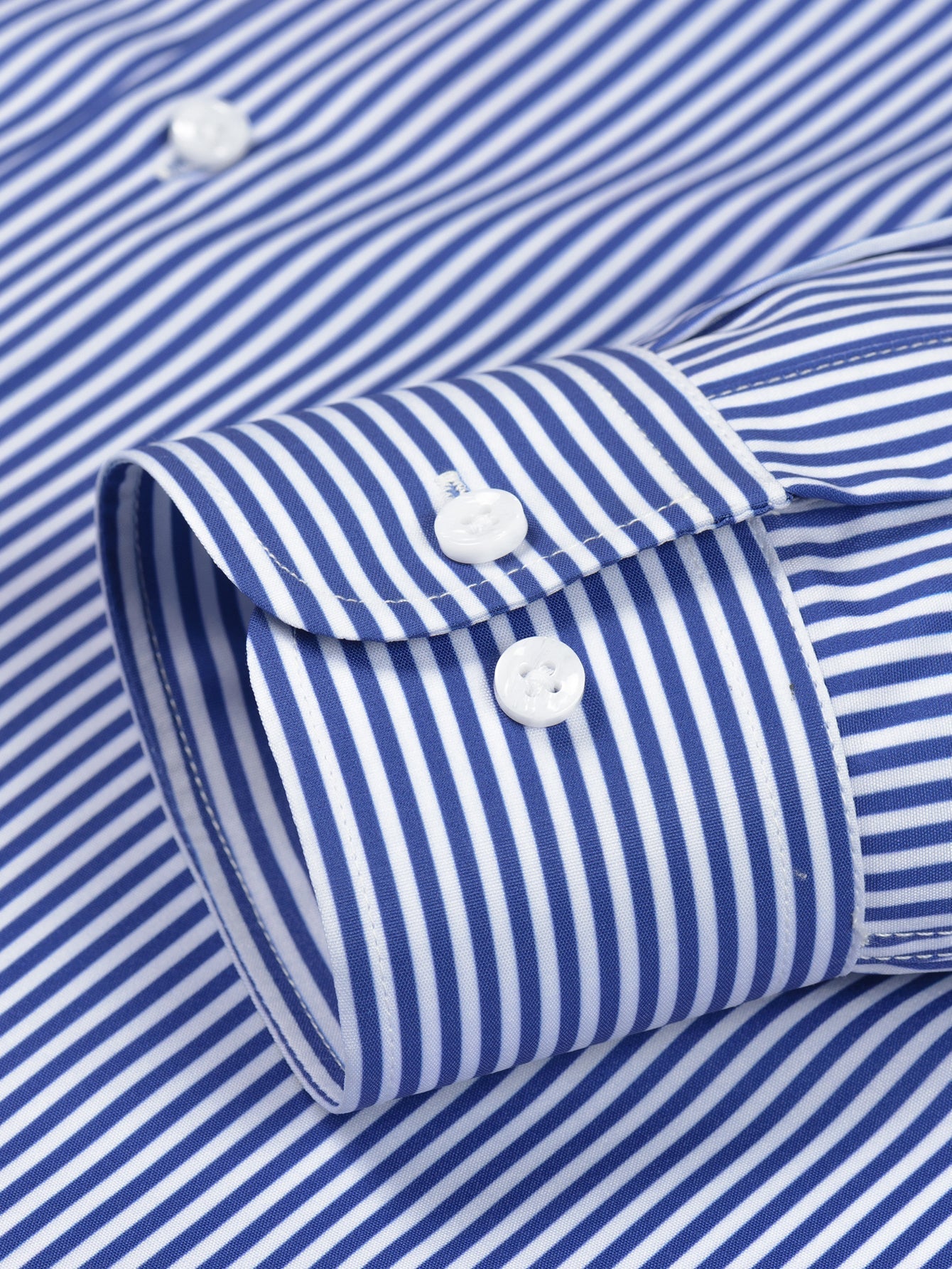 Long-sleeved striped button-down shirt & elastic waist pants