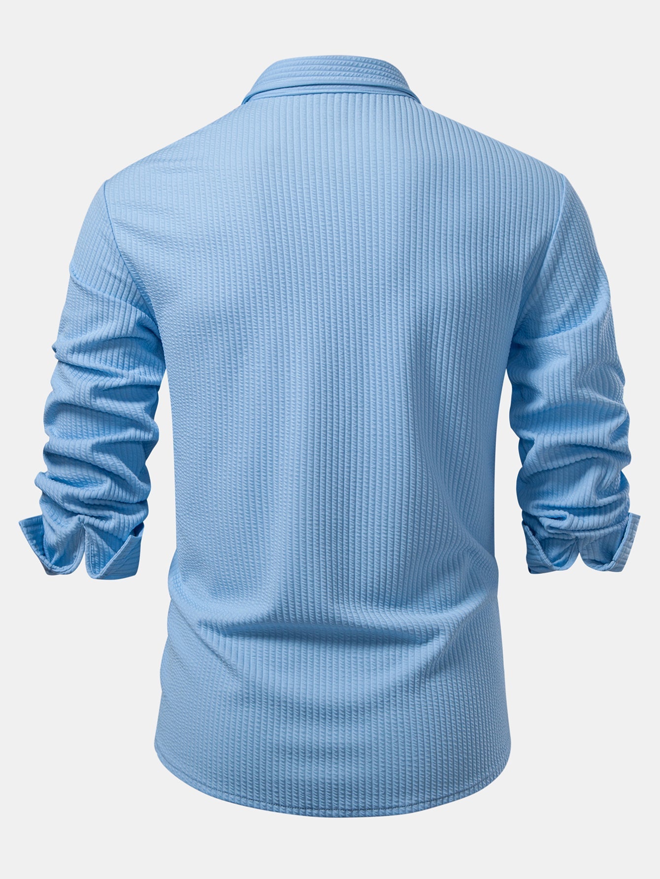 Ribbed muscle fit long sleeve shirt with buttons & ribbed pants