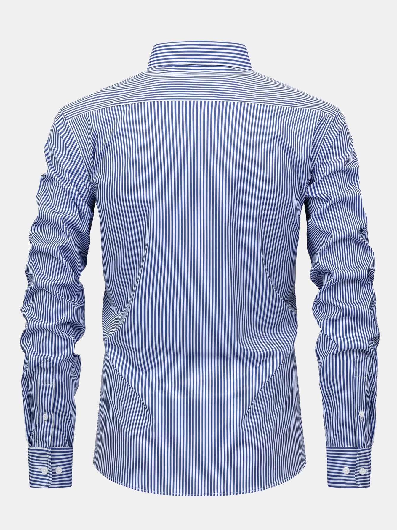 Long-sleeved striped button-down shirt & elastic waist pants