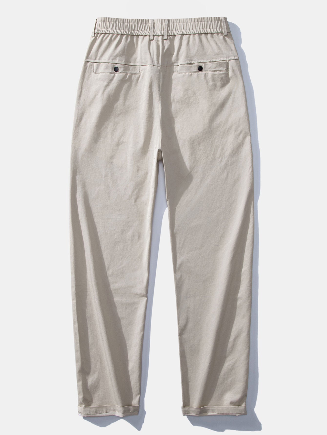 Long-sleeved striped button-down shirt & elastic waist pants