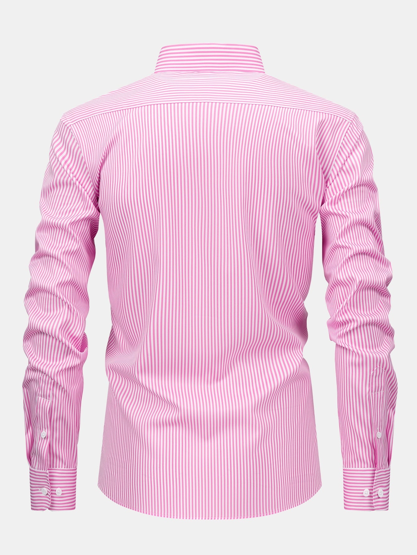 Long-sleeved striped button-down shirt & elastic waist pants