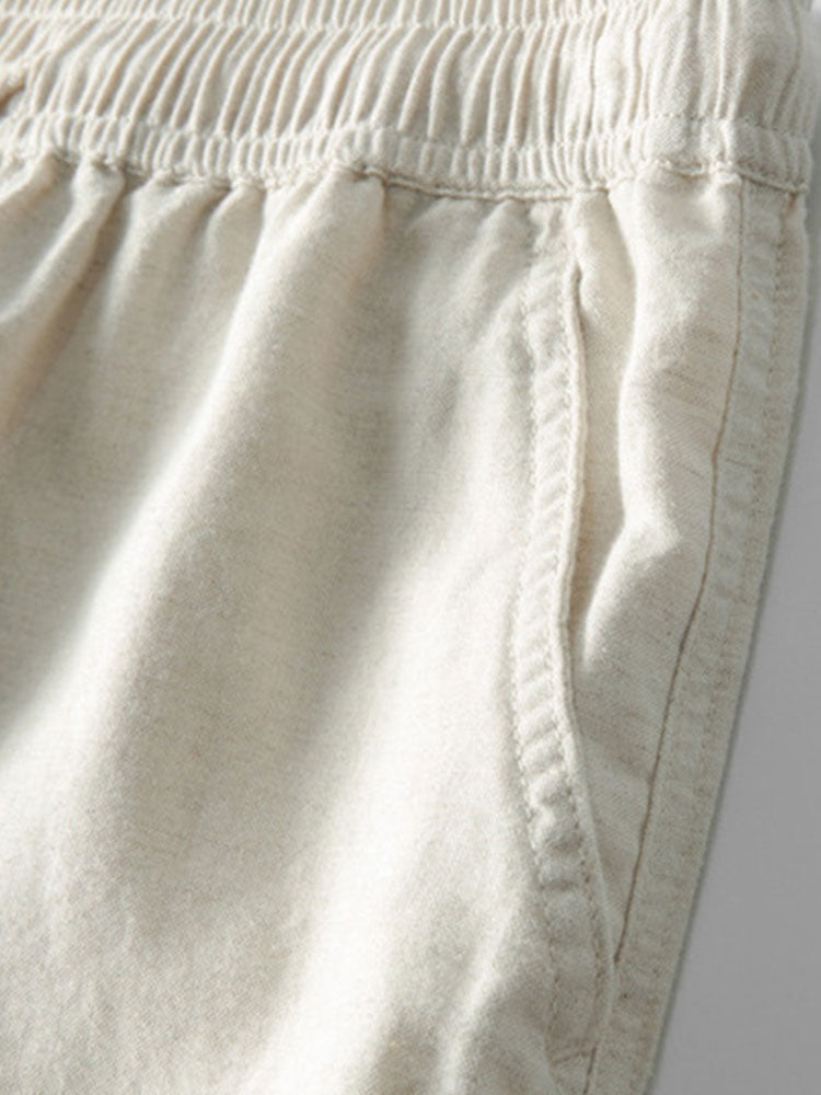 Striped cotton button-down shirt and linen pants