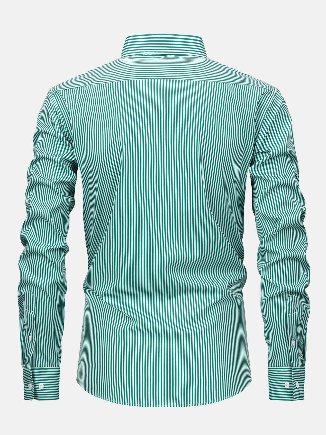 Long-sleeved striped button-down shirt & elastic waist pants