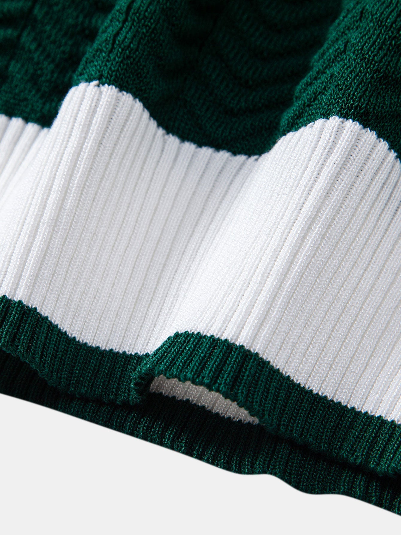 Textured contrast knit polo shirt with V-neck and slim fit trousers