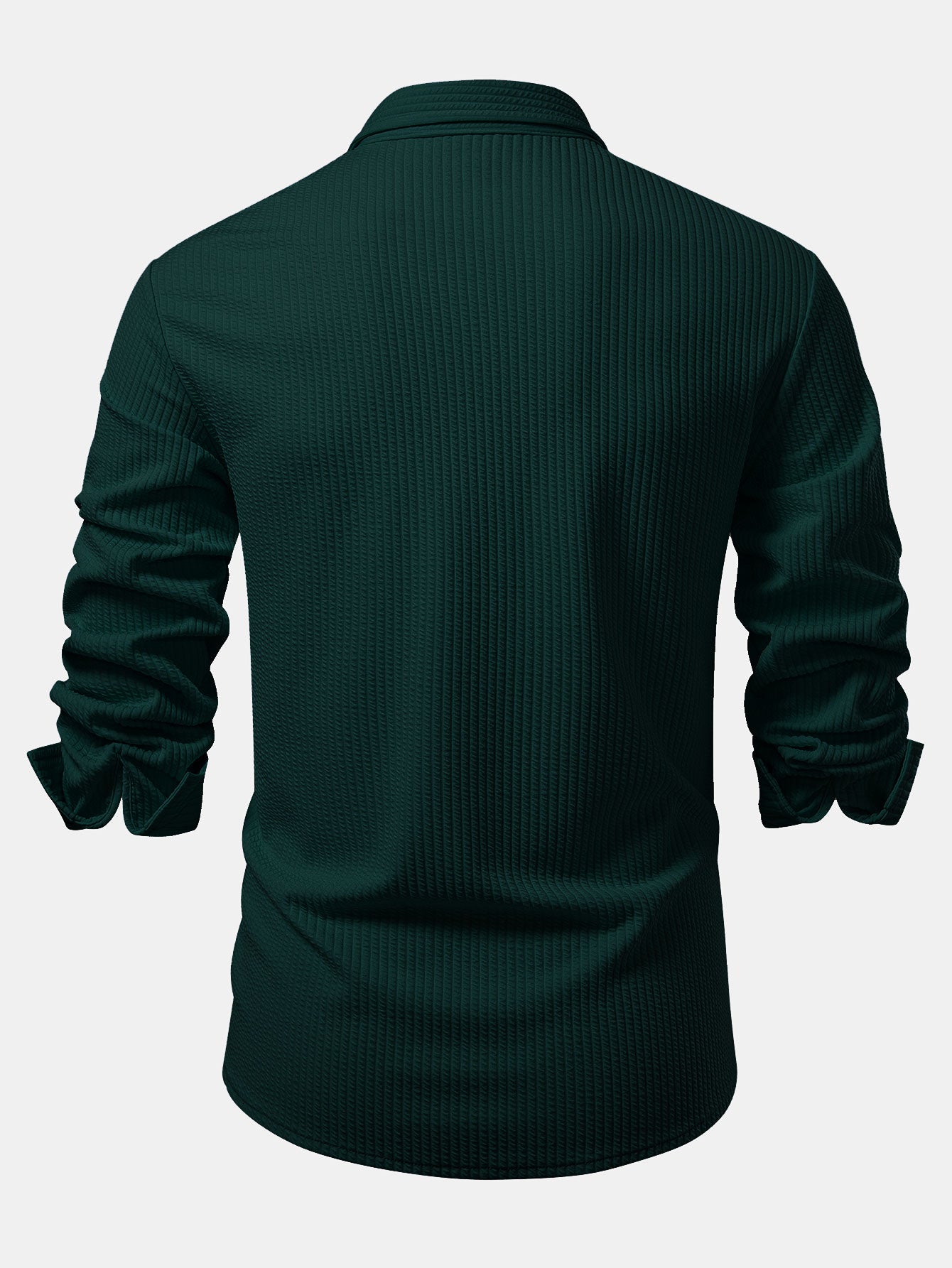 Ribbed muscle fit long sleeve shirt with buttons & ribbed pants