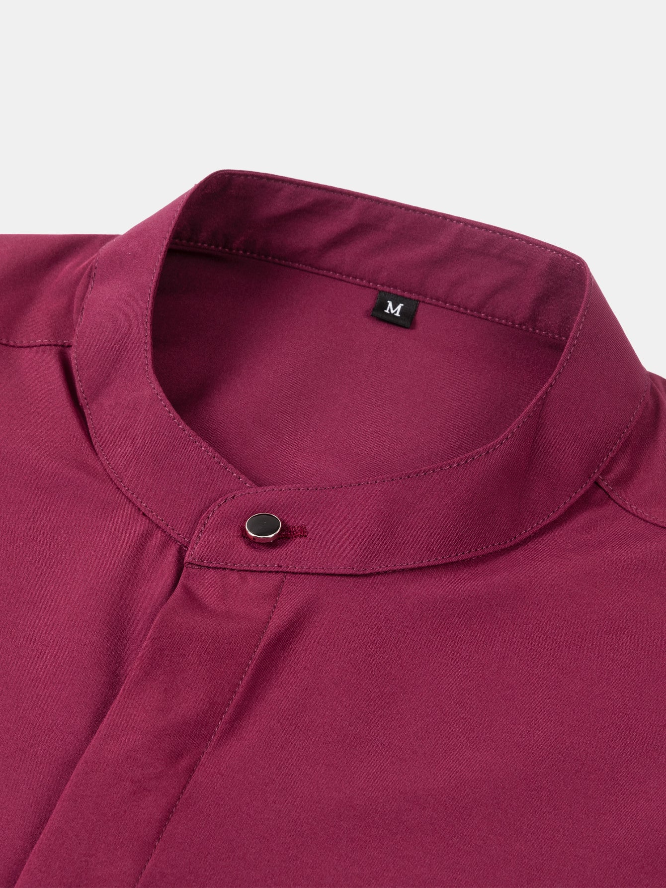 Dress shirt with stand-up collar and hidden anti-wrinkle placket