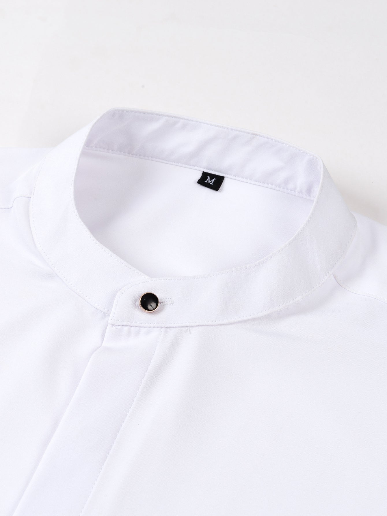Dress shirt with stand-up collar and hidden anti-wrinkle placket