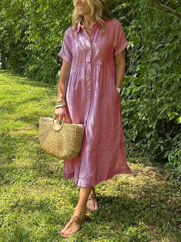 Kaloa™ | Striped Shirt Dress with Pockets