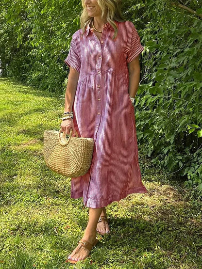 Kaloa™ | Striped Shirt Dress with Pockets
