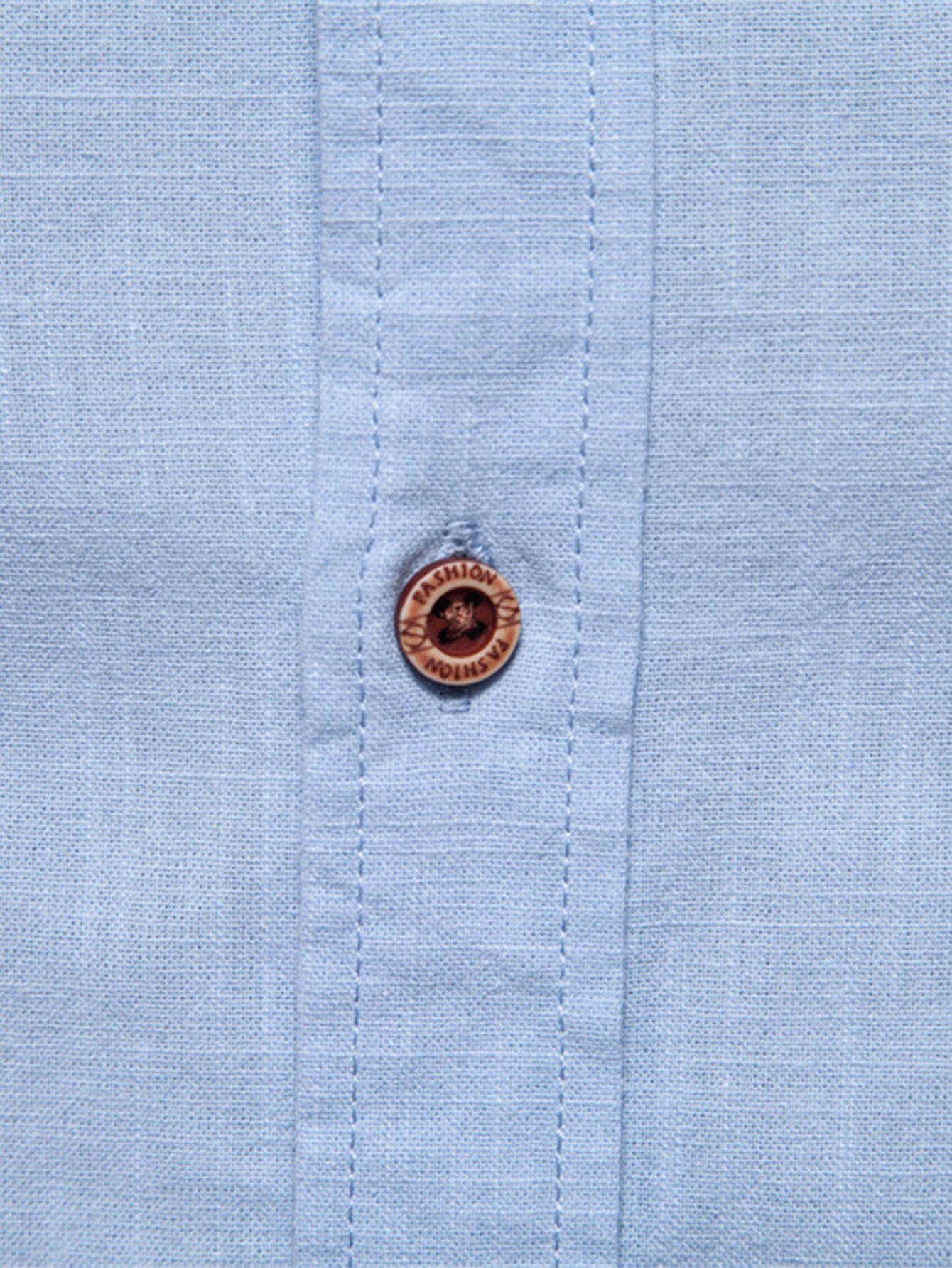 Long-sleeved linen stand-up collar shirt.