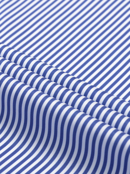 Long-sleeved striped button-down shirt &amp; elastic waist pants