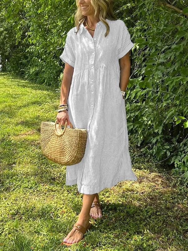 Kaloa™ | Striped Shirt Dress with Pockets