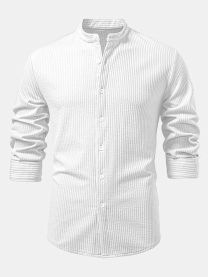 Long sleeve ribbed stand-up collar shirt