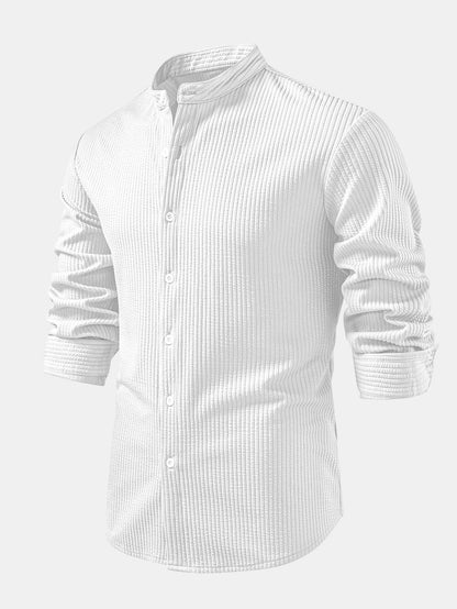 Long sleeve ribbed stand-up collar shirt