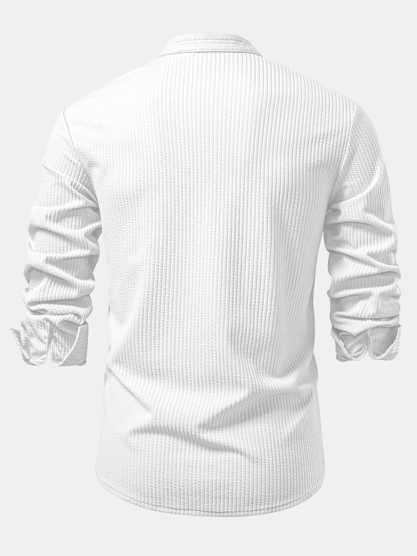 Ribbed Muscle Fit Long Sleeve Shirt with Stand Collar &amp; Ribbed Pants