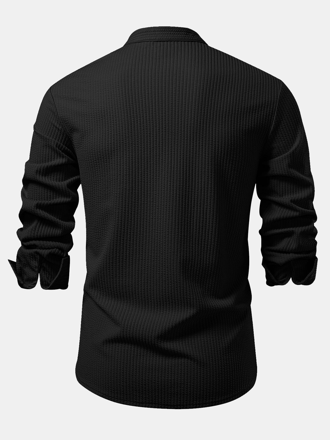 Ribbed Muscle Fit Long Sleeve Shirt with Stand Collar &amp; Ribbed Pants