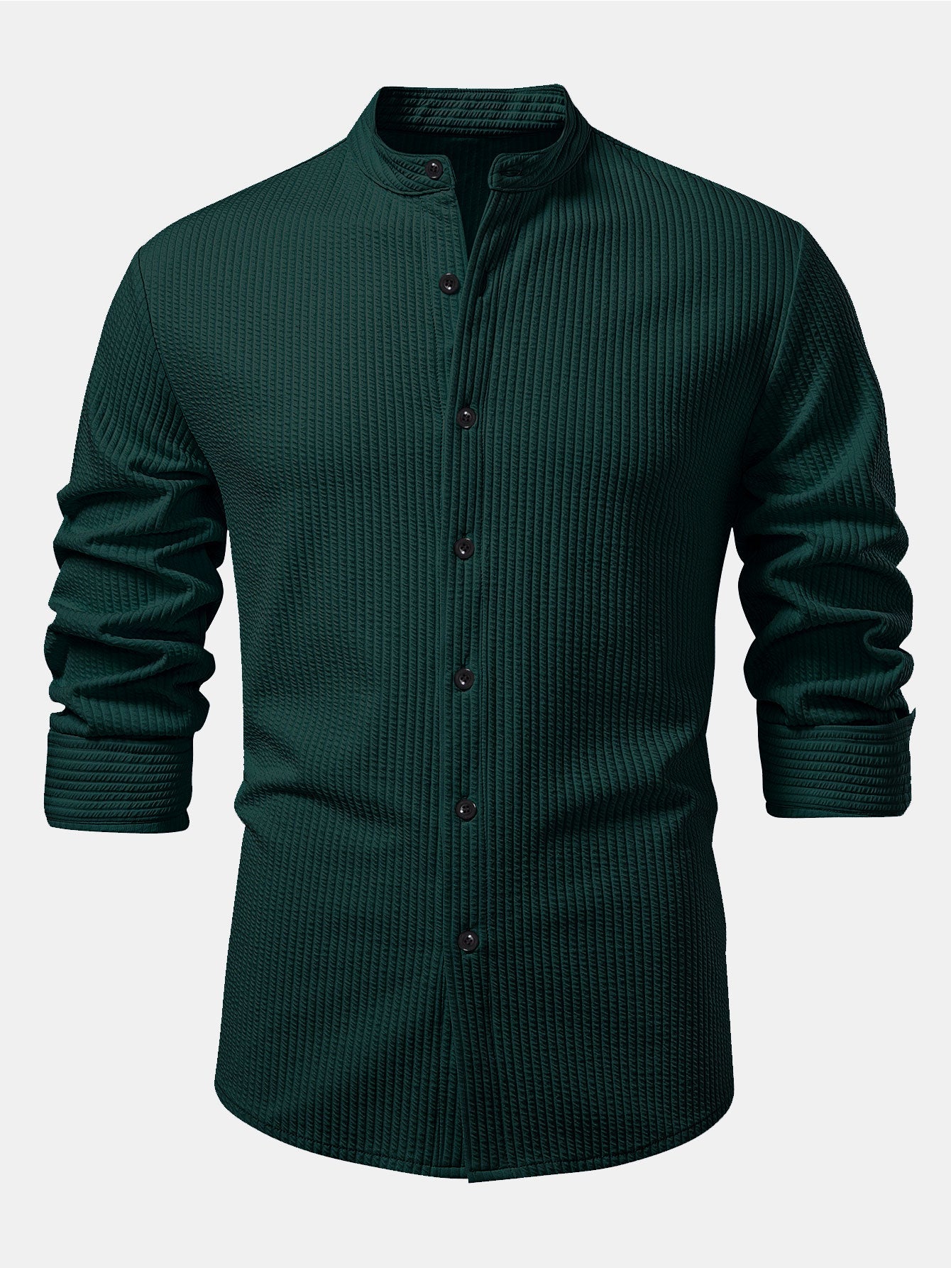 Long sleeve ribbed stand-up collar shirt