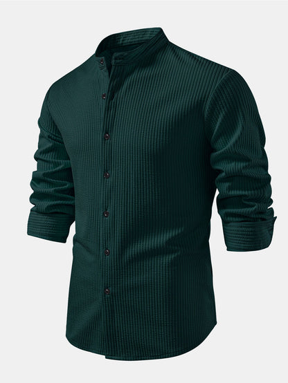 Long sleeve ribbed stand-up collar shirt