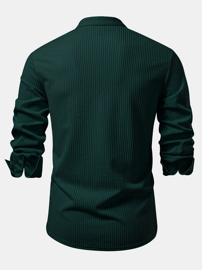Long sleeve ribbed stand-up collar shirt