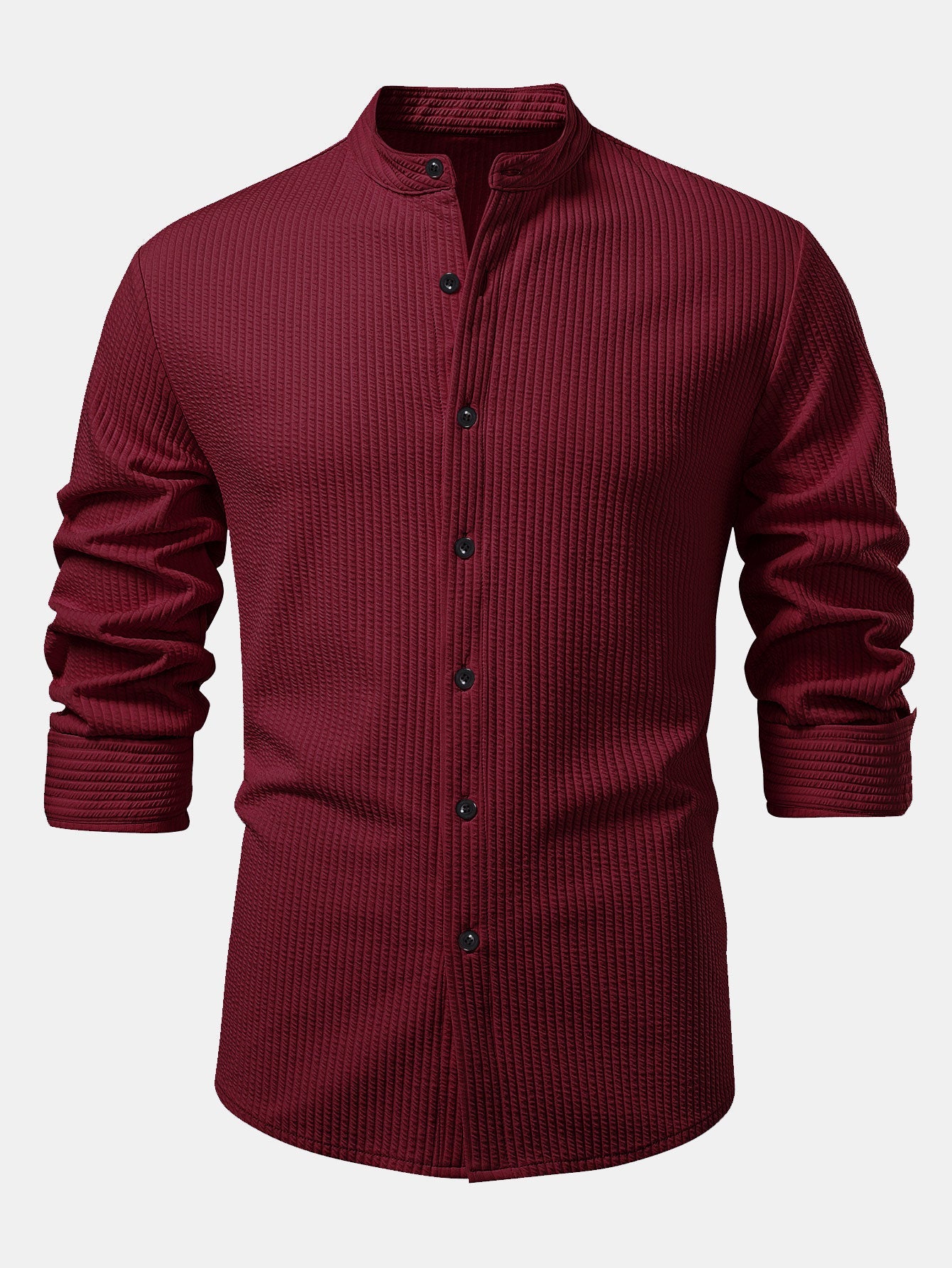 Long sleeve ribbed stand-up collar shirt