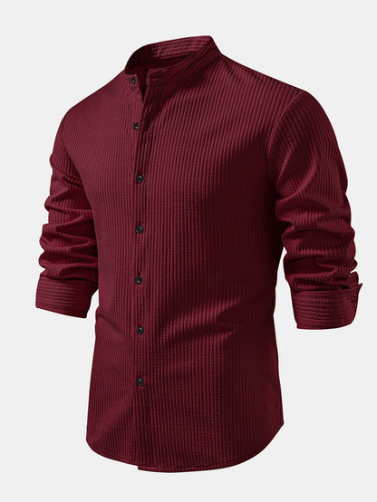 Long sleeve ribbed stand-up collar shirt