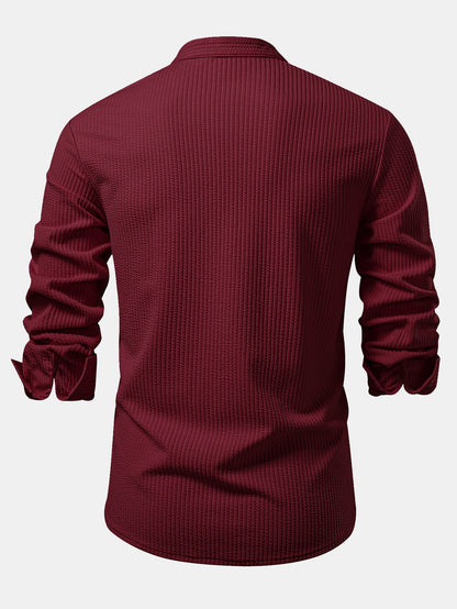 Long sleeve ribbed stand-up collar shirt