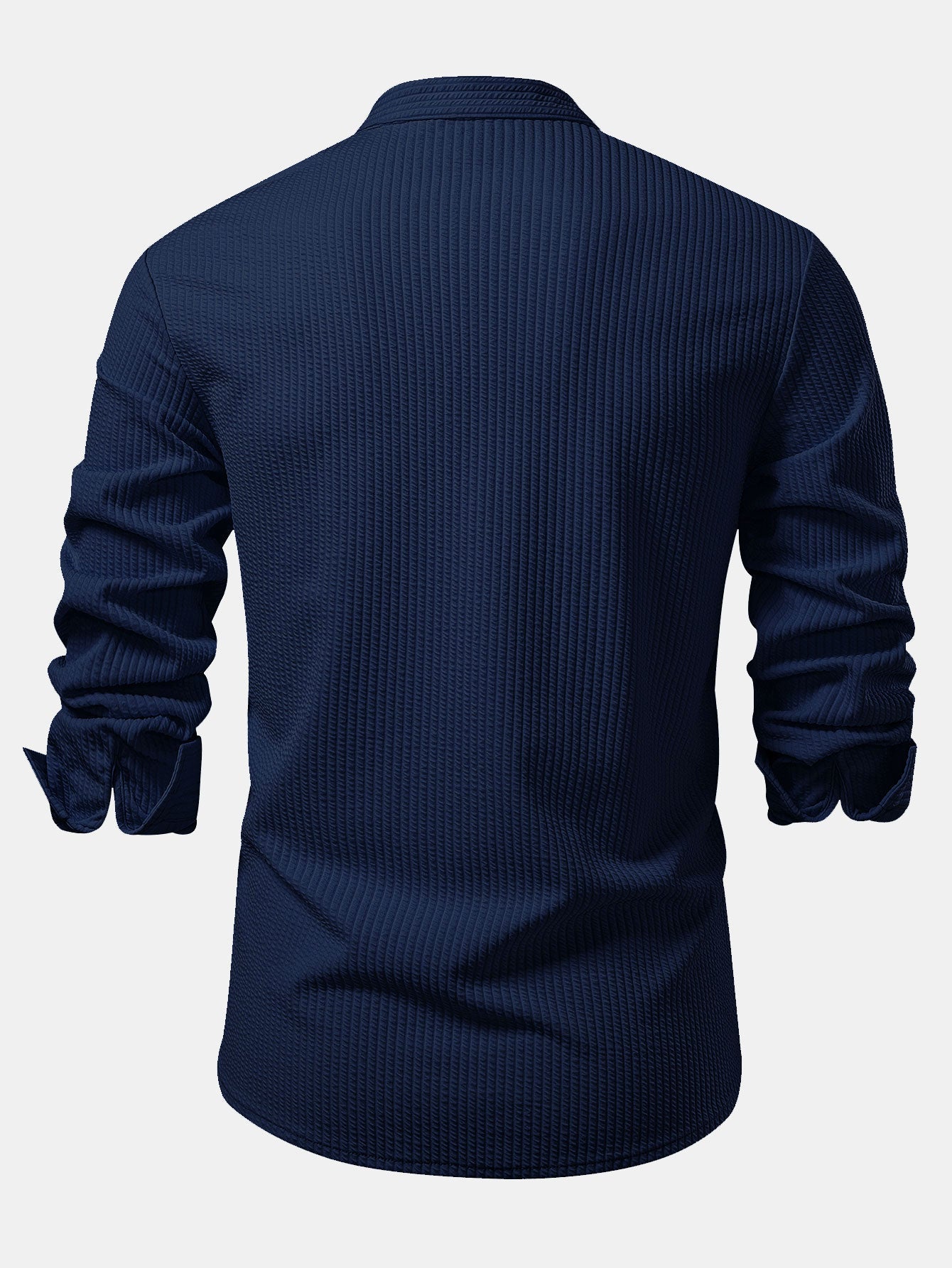 Long sleeve ribbed stand-up collar shirt