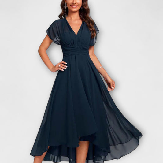 Kaloa™ | Flowing evening dress with V-neckline