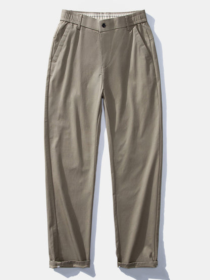 Elastic Waist Straight Leg Trousers