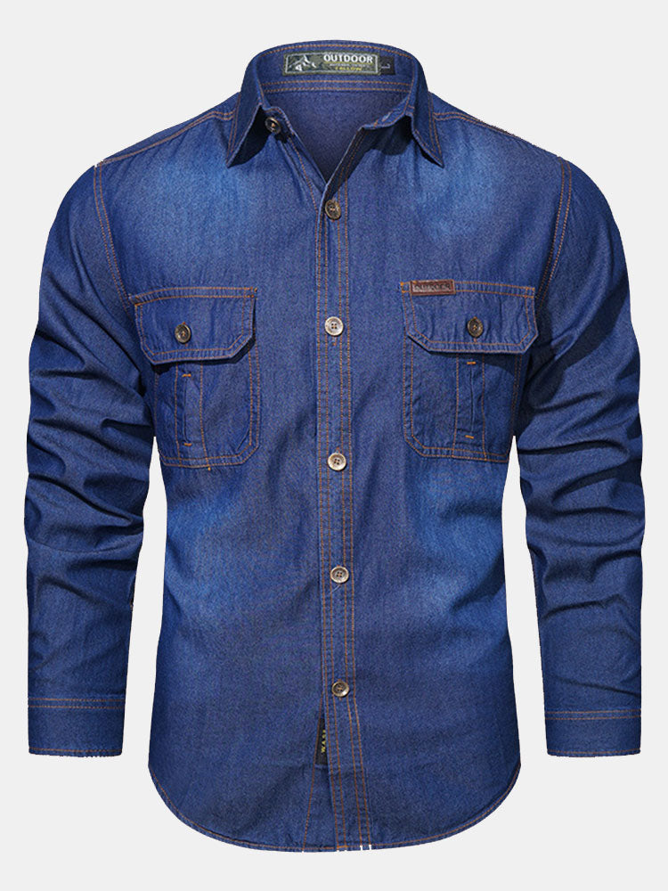 Washed Denim Shirt With Pockets