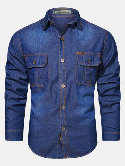 Washed Denim Shirt With Pockets