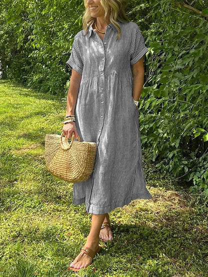 Kaloa™ | Striped Shirt Dress with Pockets