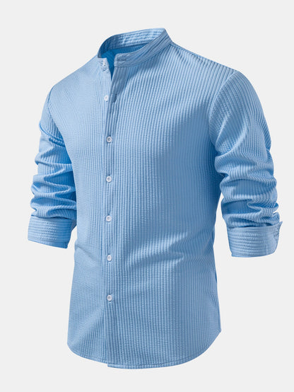 Long sleeve ribbed stand-up collar shirt