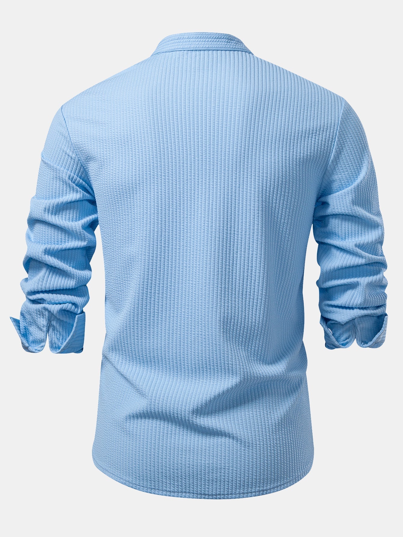 Long sleeve ribbed stand-up collar shirt