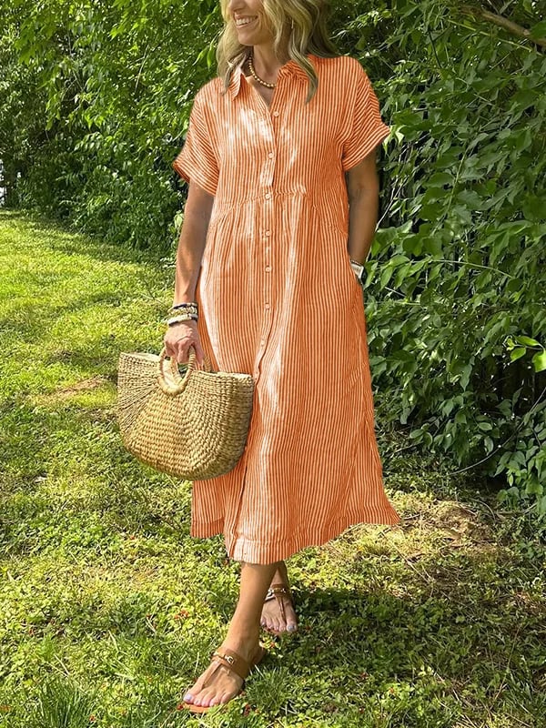 Kaloa™ | Striped Shirt Dress with Pockets