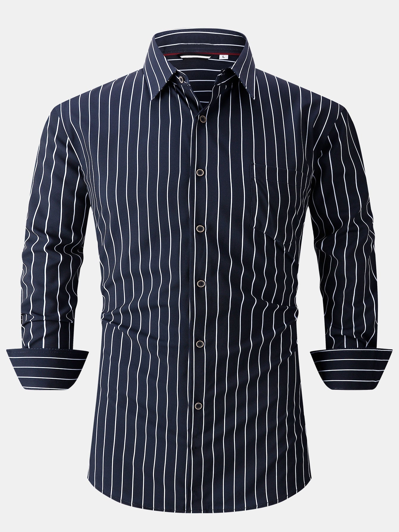 Long sleeve striped shirt with pocket and buttons
