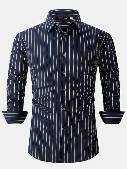 Long sleeve striped shirt with pocket and buttons