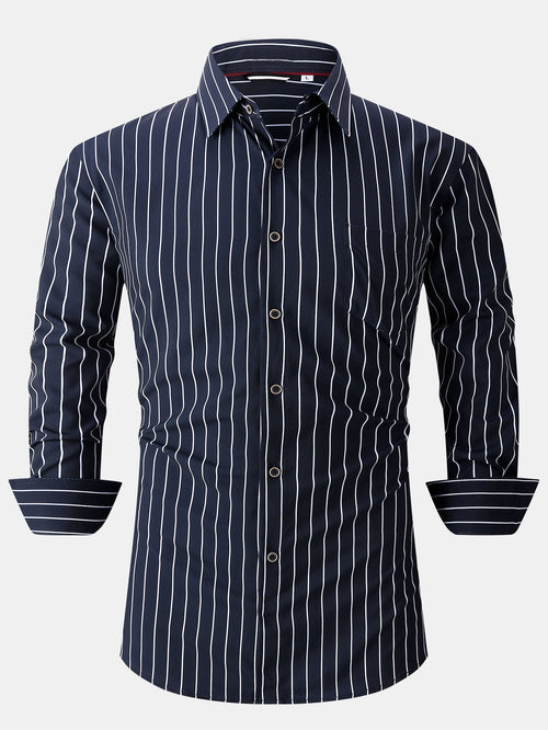 Long sleeve striped shirt with pocket and buttons