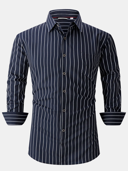 Long sleeve striped shirt with pocket and buttons