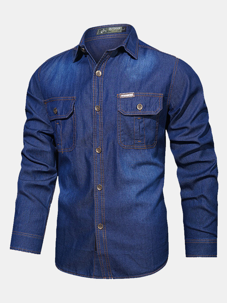 Washed Denim Shirt With Pockets