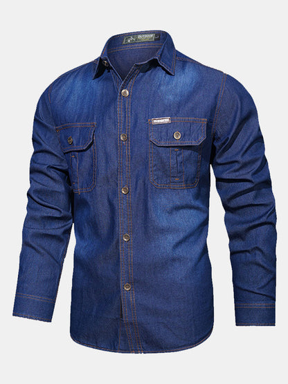 Washed Denim Shirt With Pockets