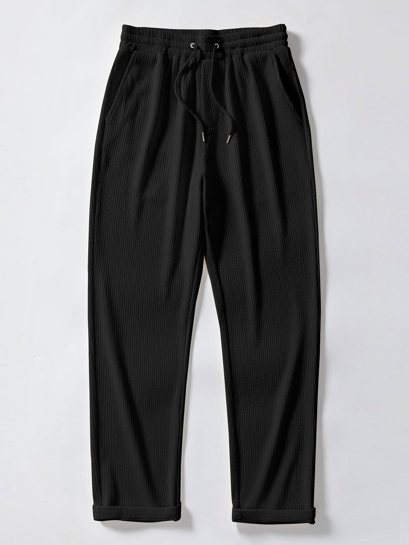Ribbed Muscle Fit Long Sleeve Shirt with Stand Collar &amp; Ribbed Pants