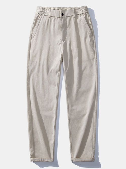 Elastic Waist Straight Leg Trousers