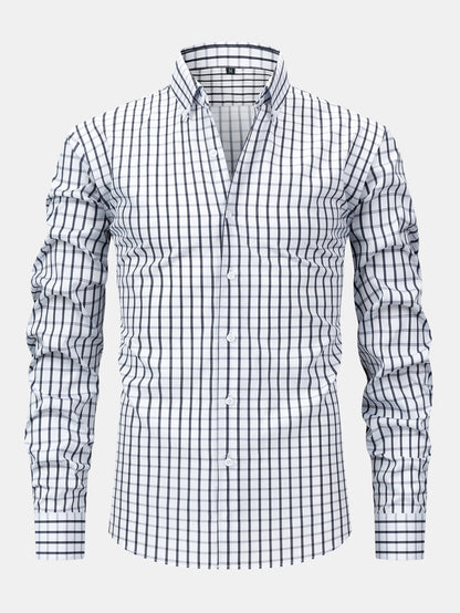 Long sleeve button-down plaid shirt &amp; pants