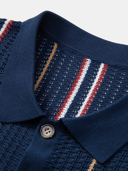Striped button-up crochet shirt &amp; linen pants