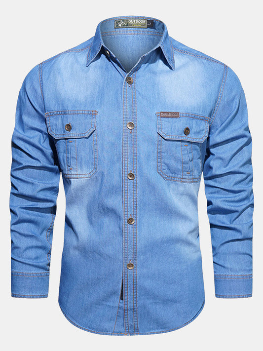 Washed Denim Shirt With Pockets