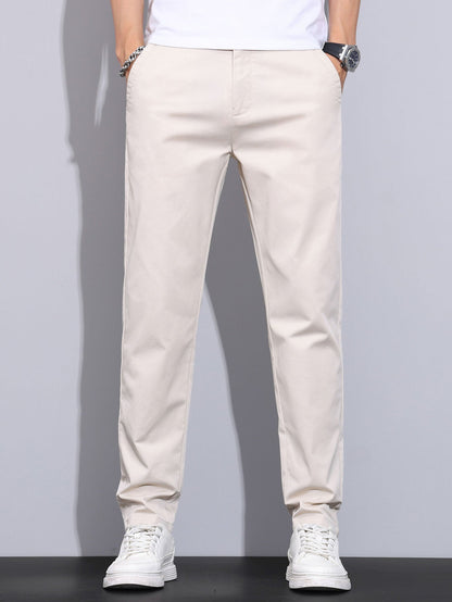 Elastic waistband and straight leg pants
