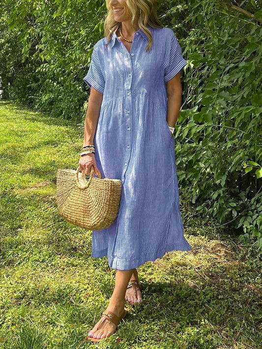 Kaloa™ | Striped Shirt Dress with Pockets