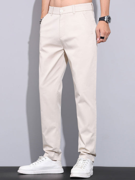 Elastic waistband and straight leg pants